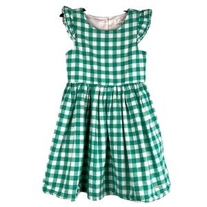 Tahari Girl's Gingham Checked Green & White Spring Fit & Flare Dress Size 6